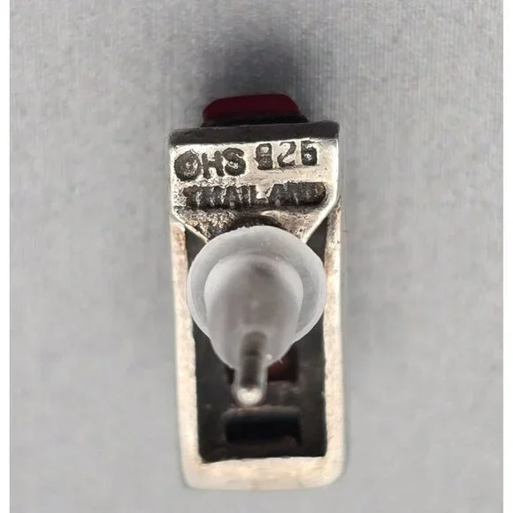 VTG Sterling Silver Multi Gemstone Earrings 5/8"x1/4" Filigree Accents Signed HS - Picture 5 of 9